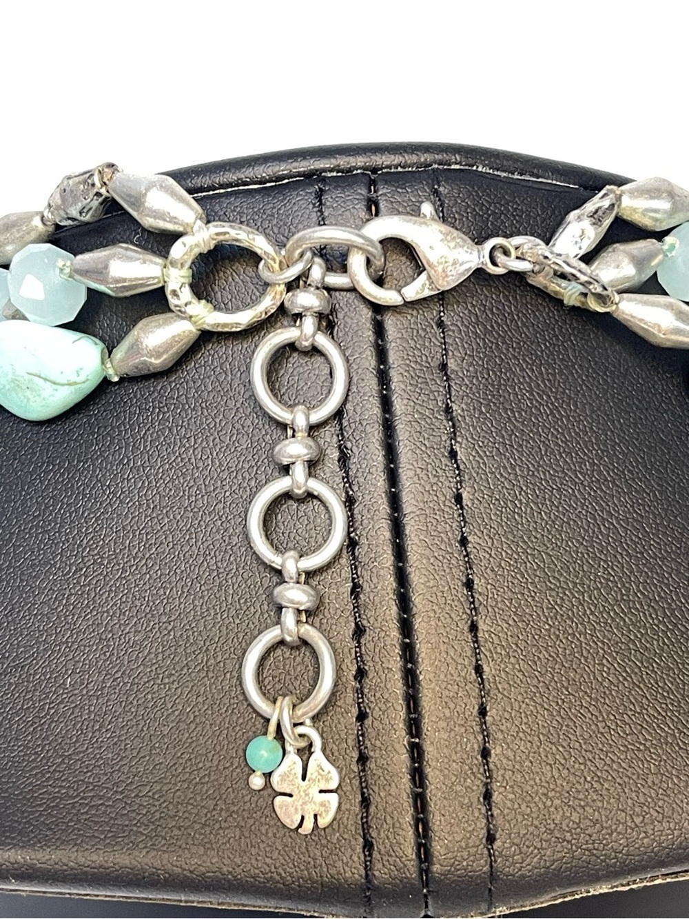 Lucky Brand Turquoise Bead Layered Necklace with Silver Dragonfly Pendant - Picture 8 of 8